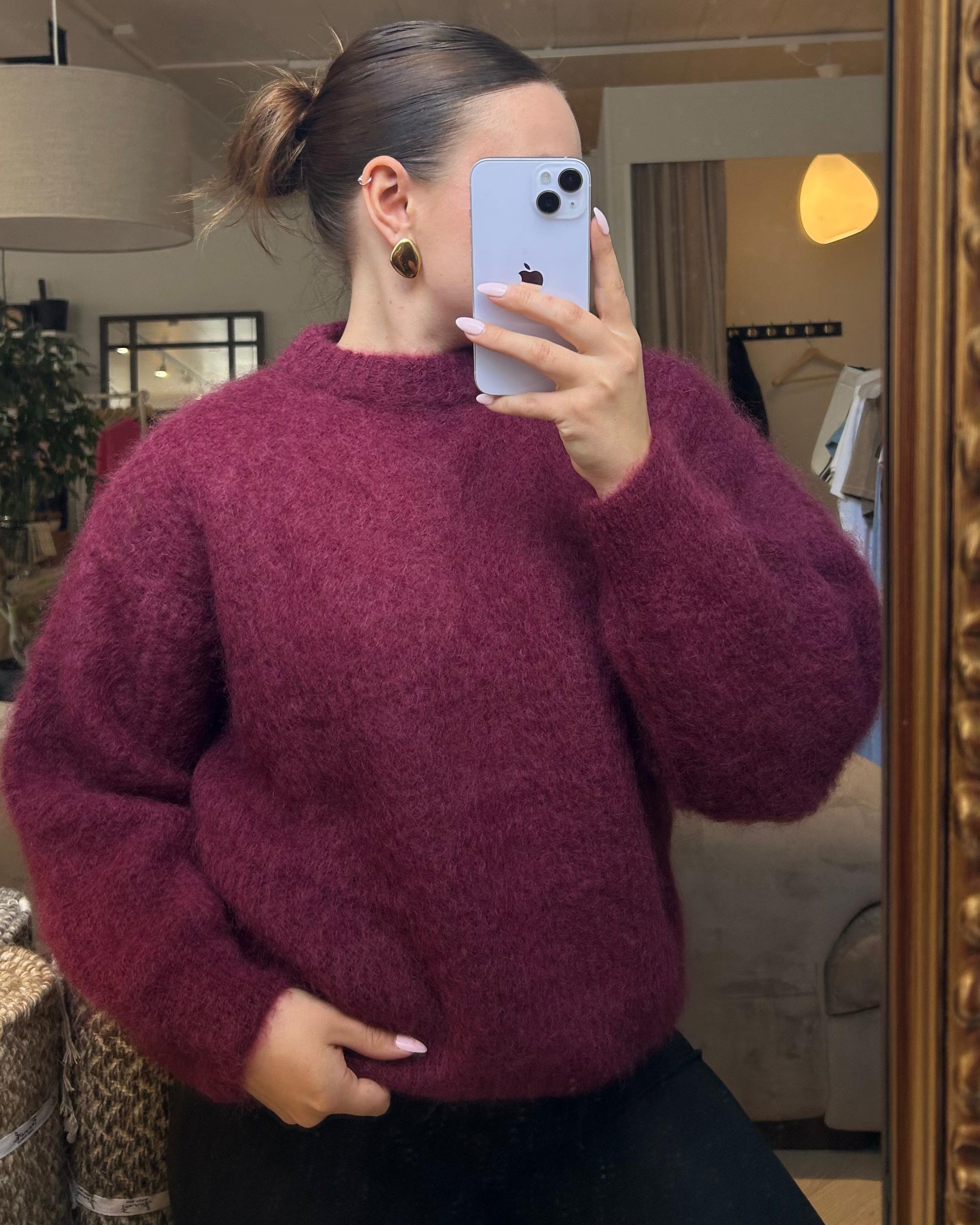Kid mohair neule, burgundy