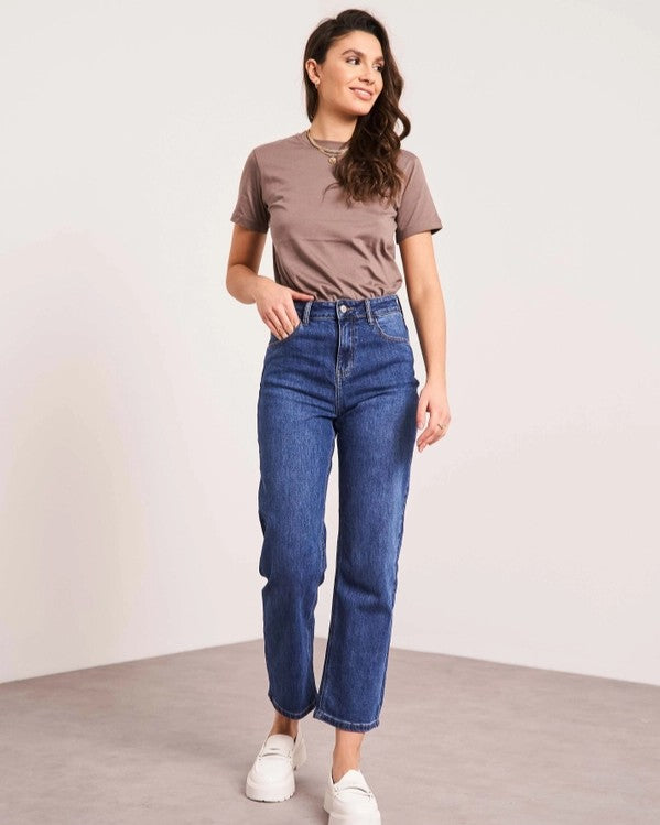 Solange Straight Jeans, foncé