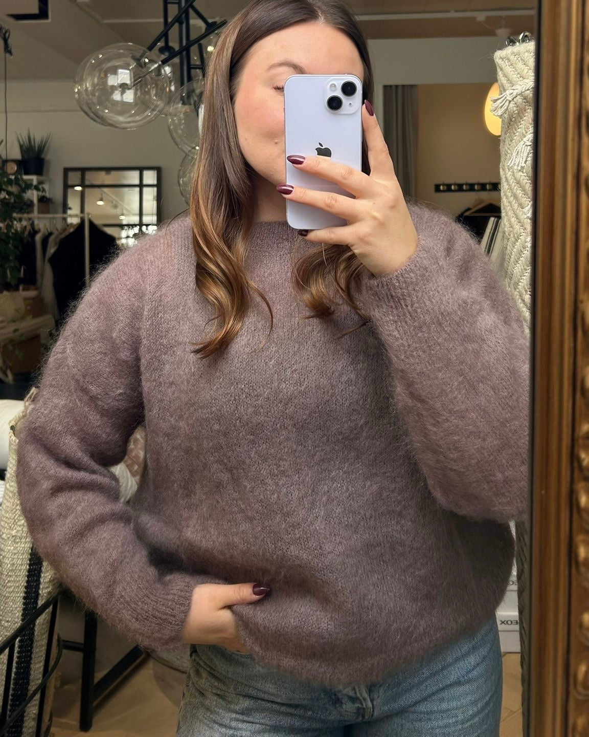Kid mohair neule, Taupe