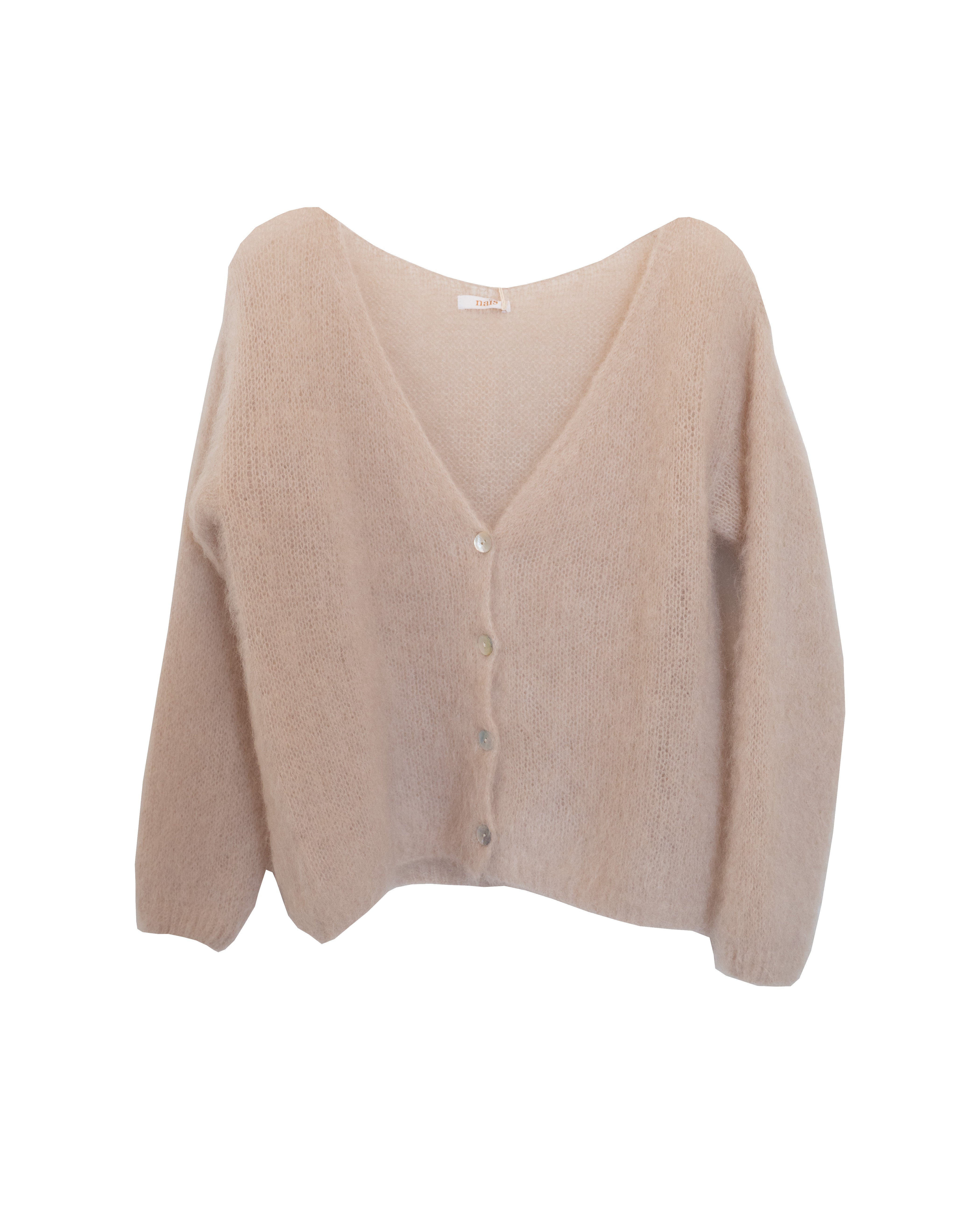 V-aukkoinen mohairneuletakki, beige