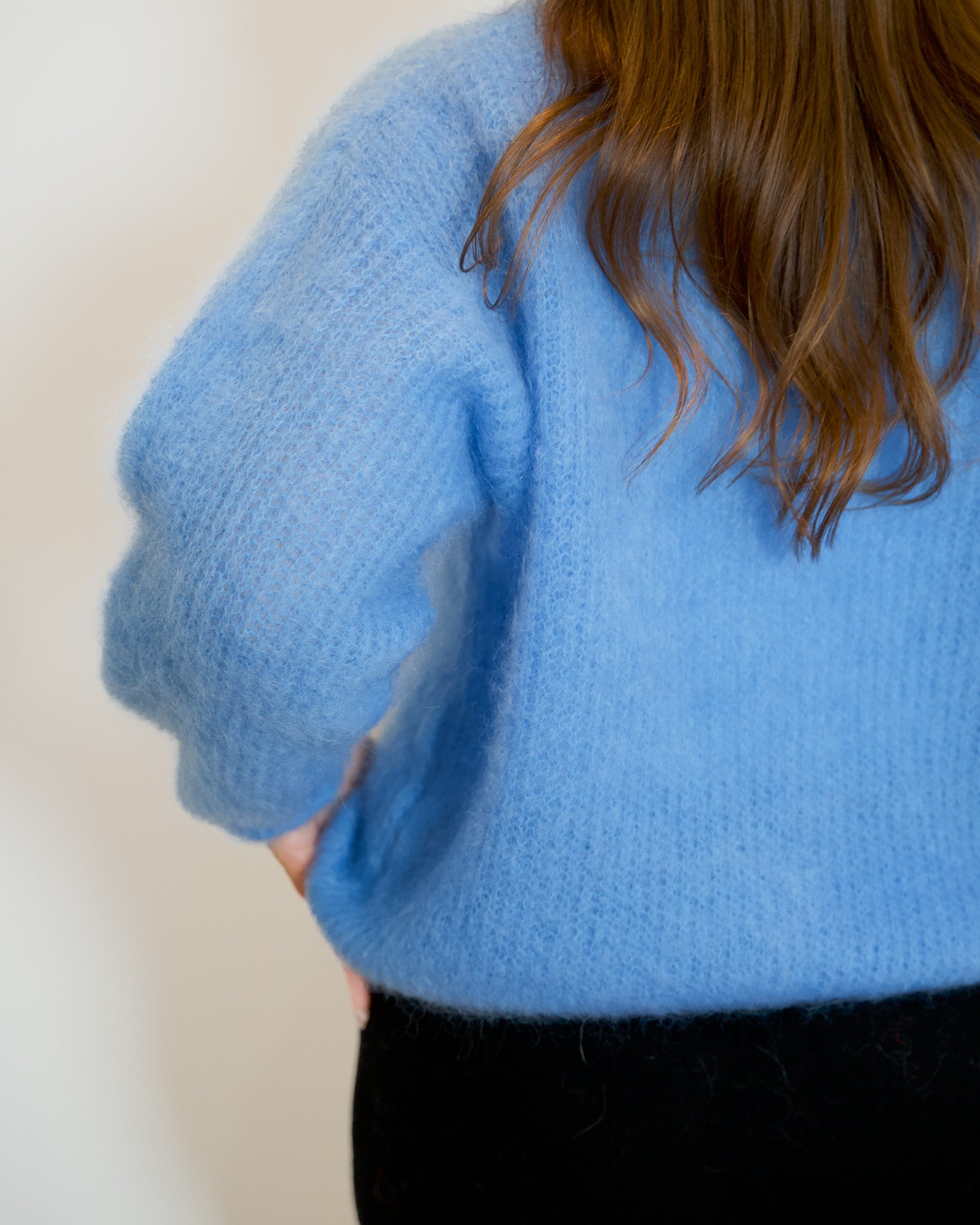 Kid mohair neule, sininen