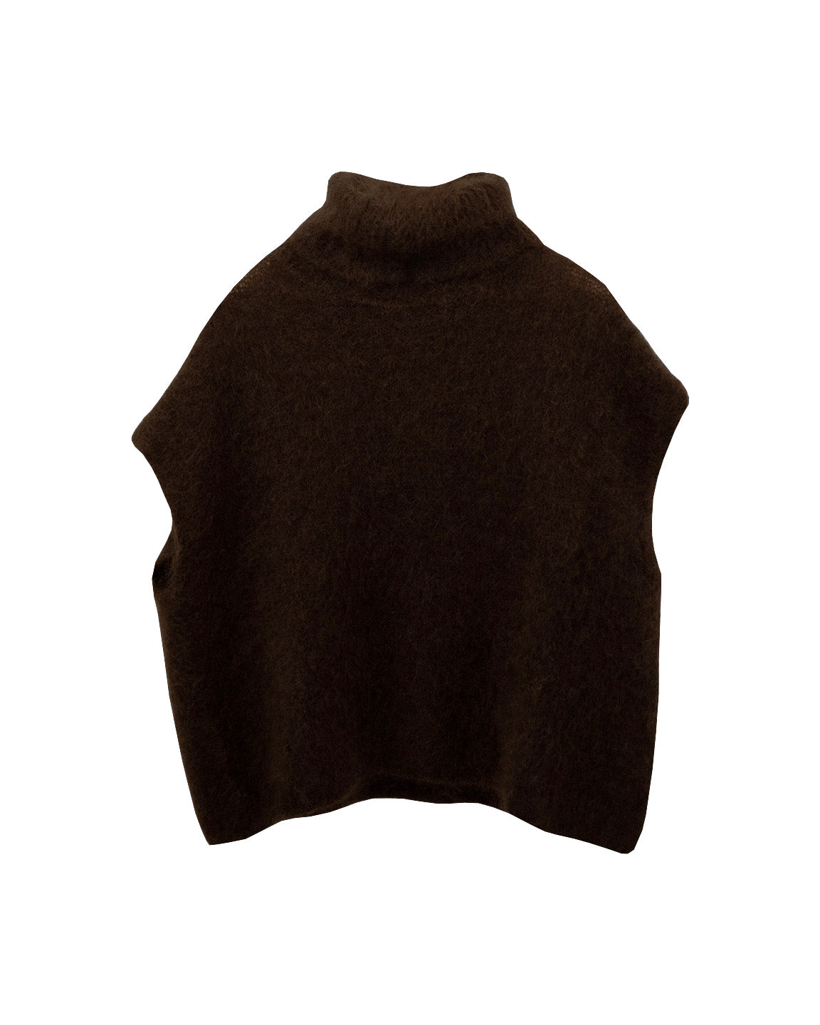 Kid mohair poolo-ponchoneule, ruskea