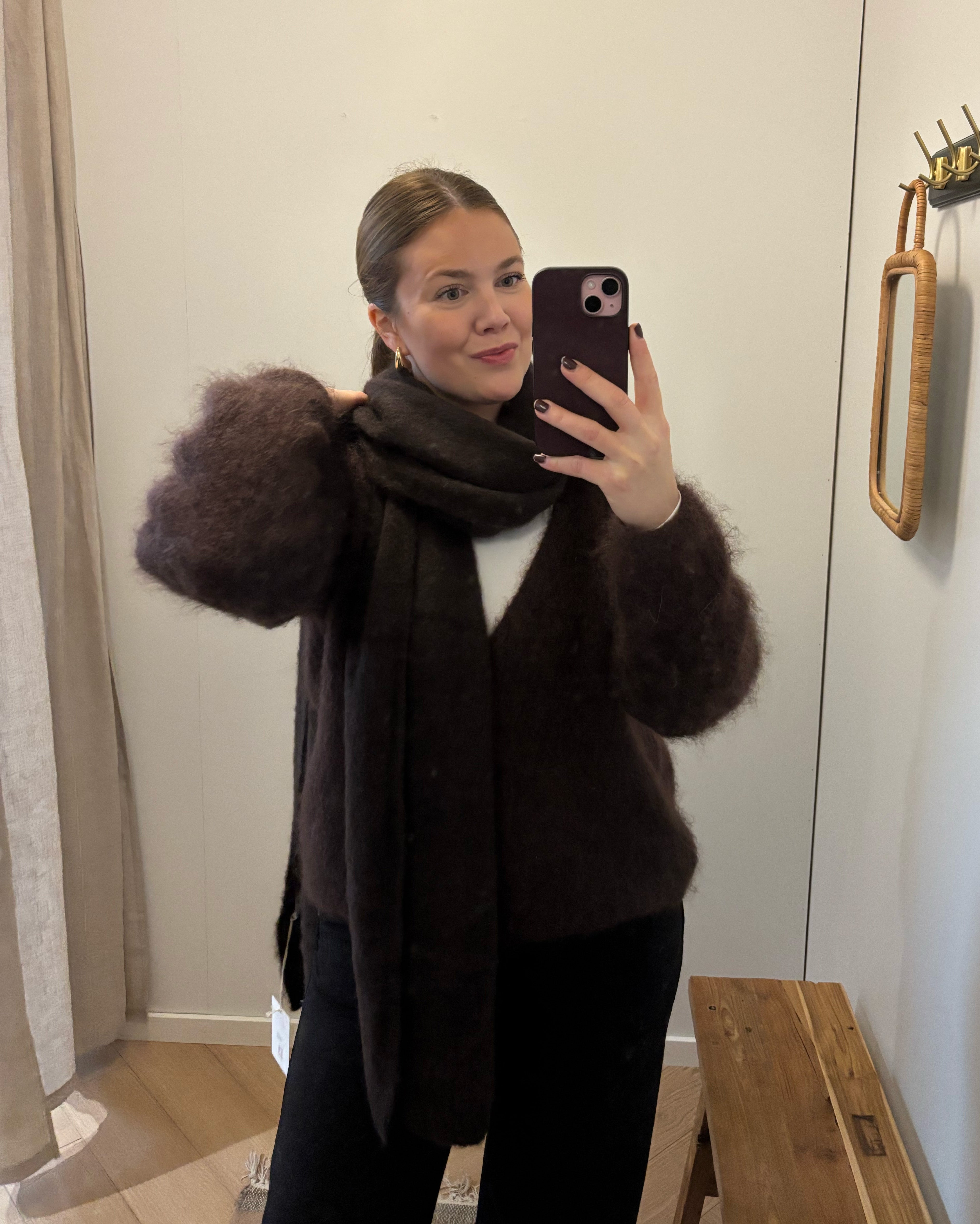 Kid mohair- ja merinovillahuivi, ruskea
