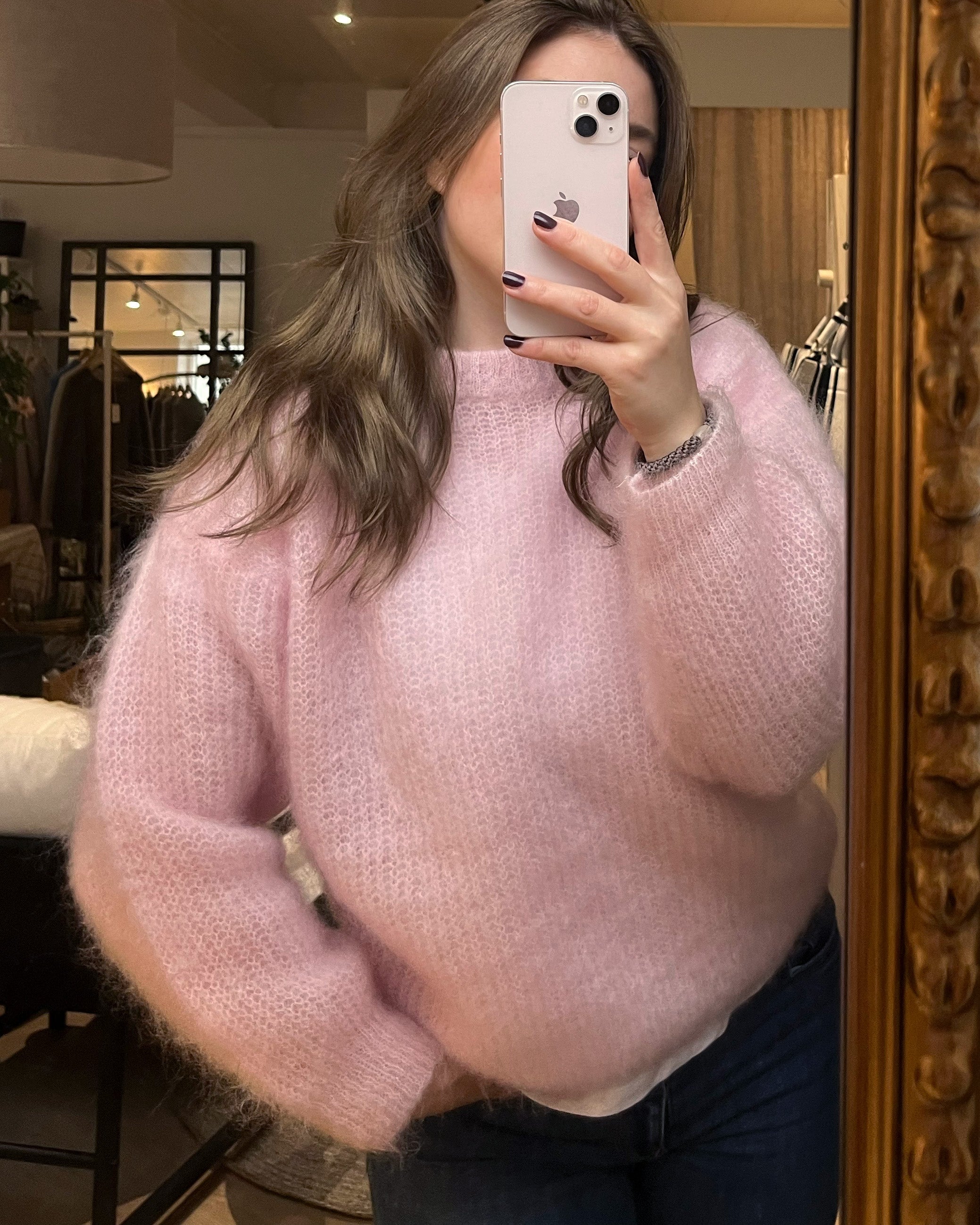 Kid mohair neule, roosa