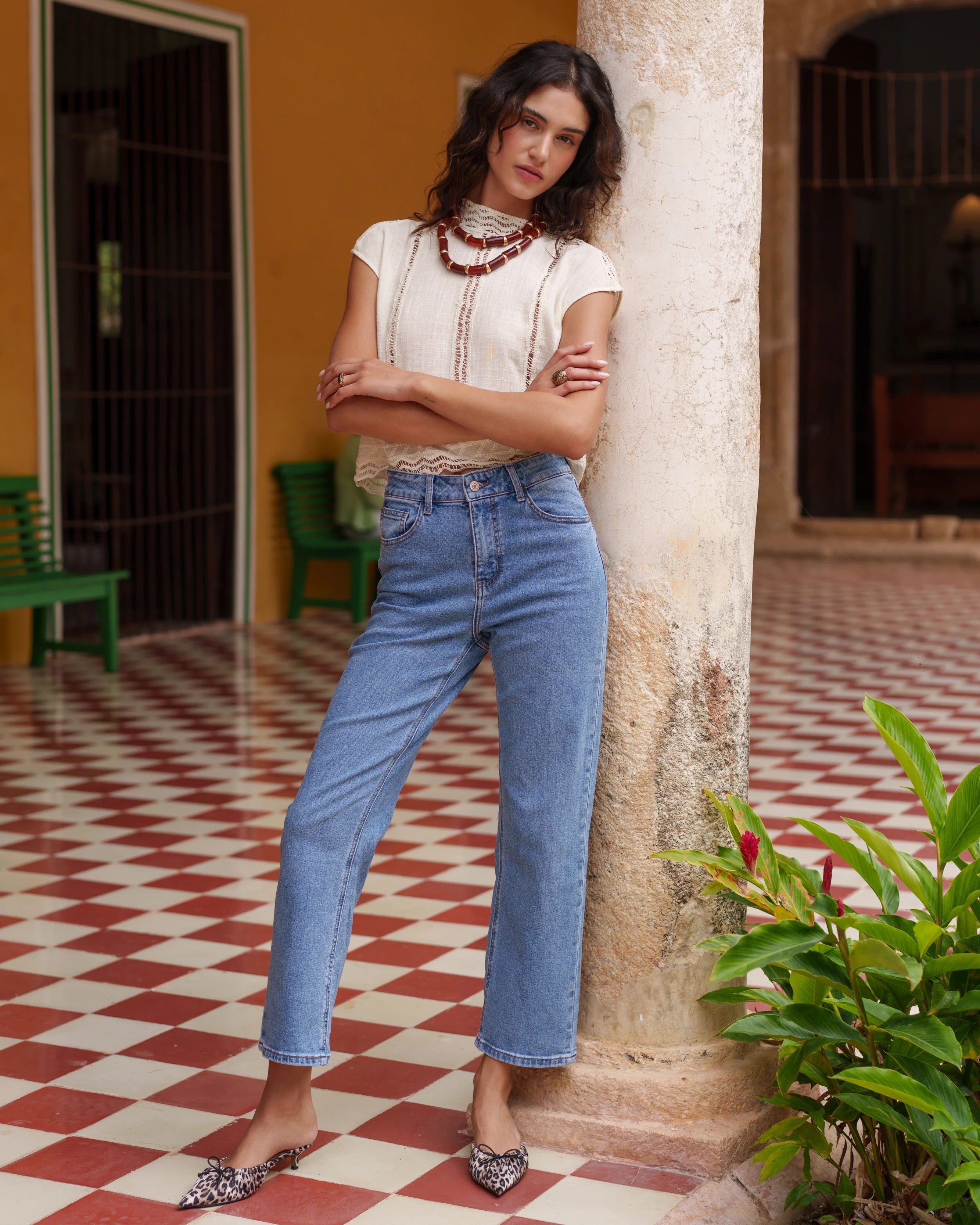 Solange Straight Jeans, stone
