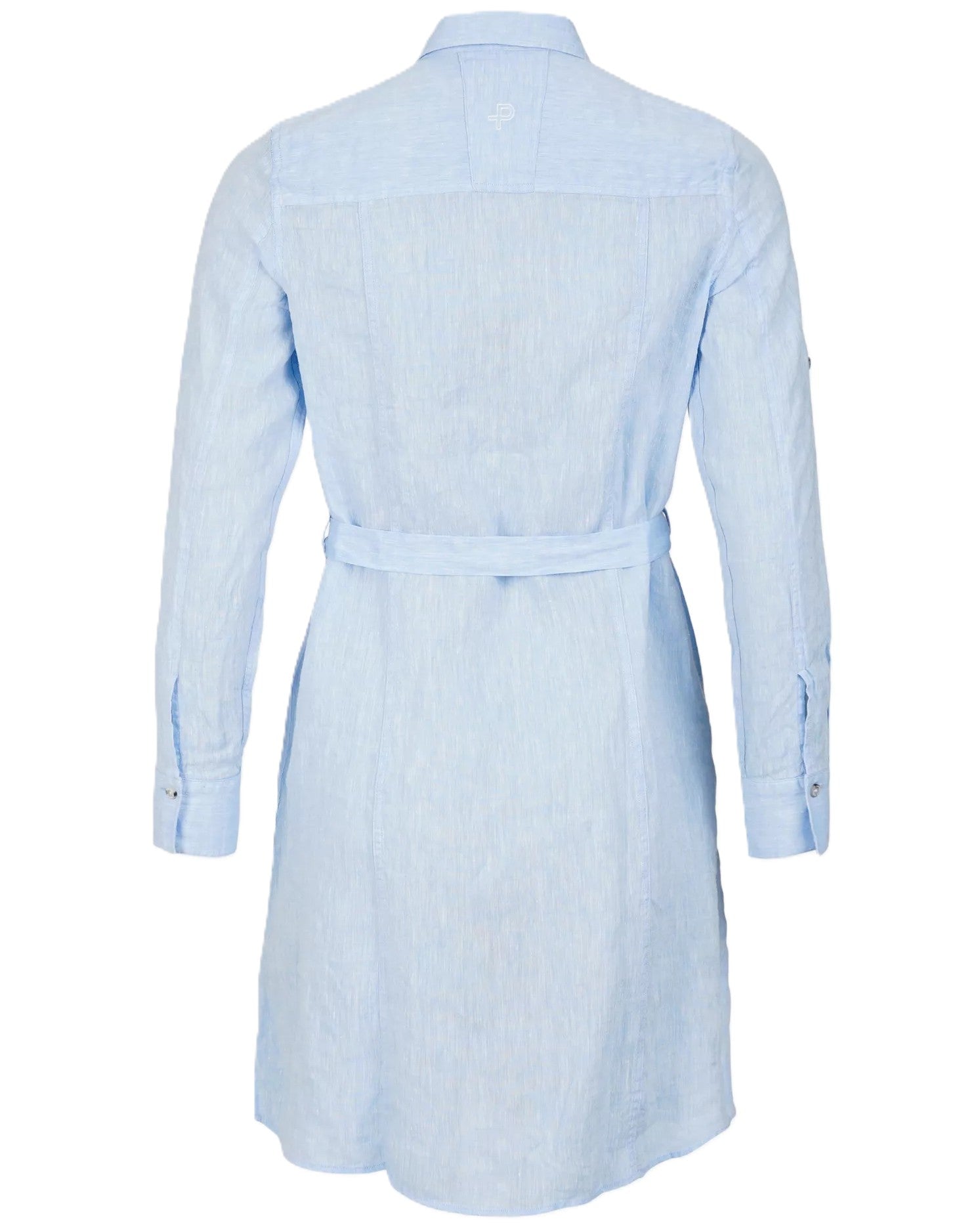 Linen flare long shirt sky blue