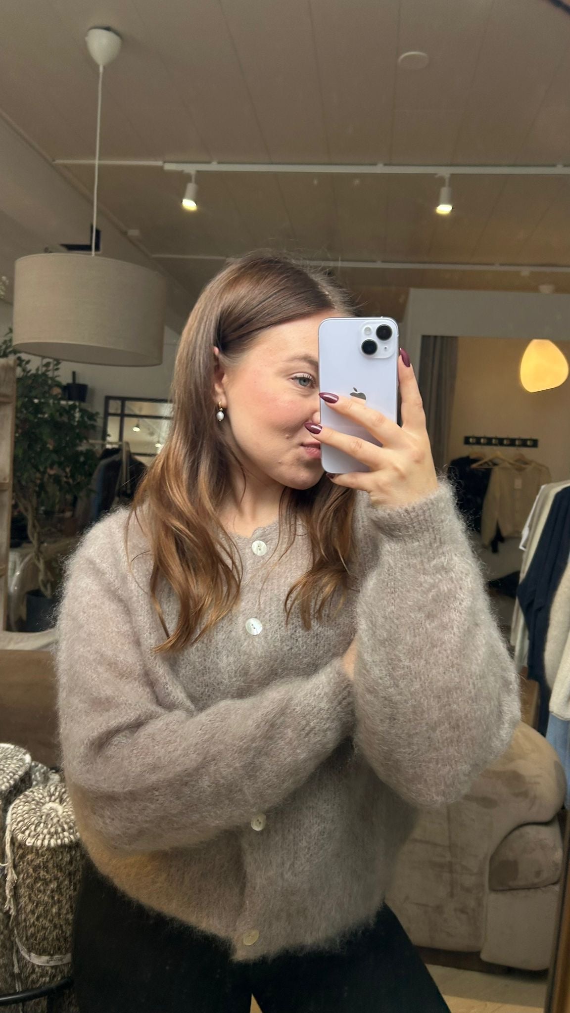 Mohairneuletakki, taupe