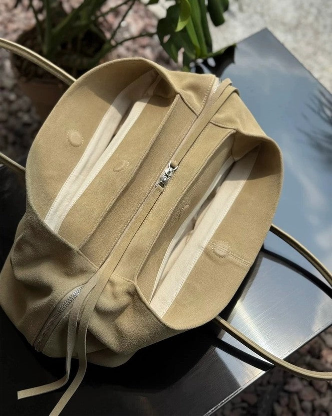 Leather Tote Bag, Beige