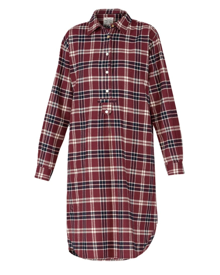 Mabel Check Dress, Burgundy