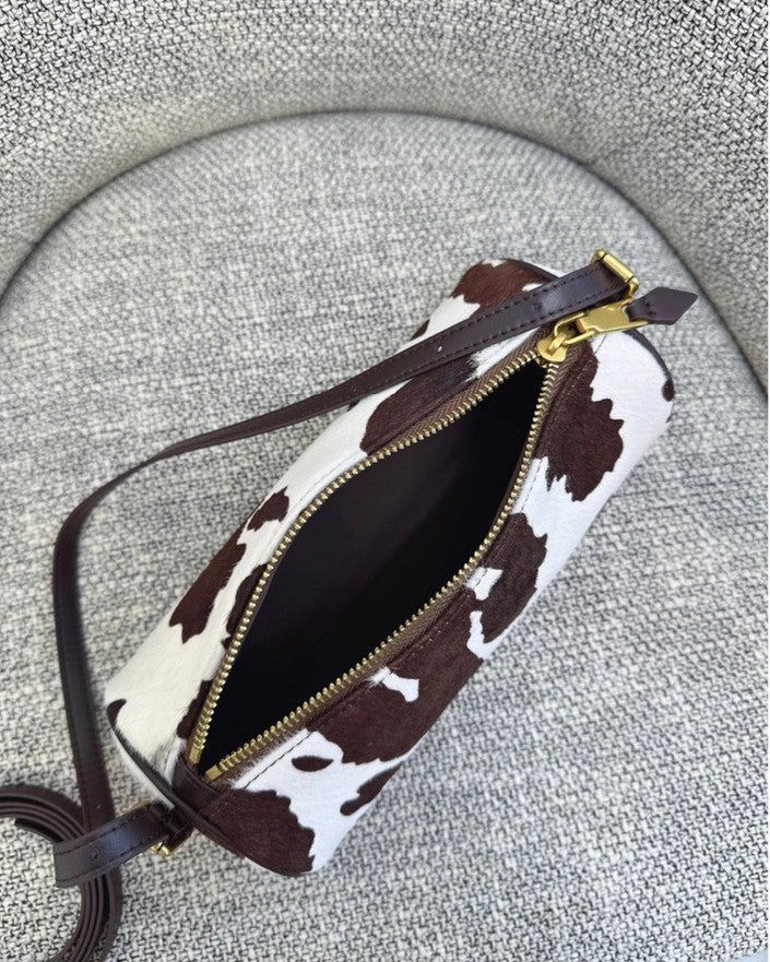 Shoulder Bag, cow print brown