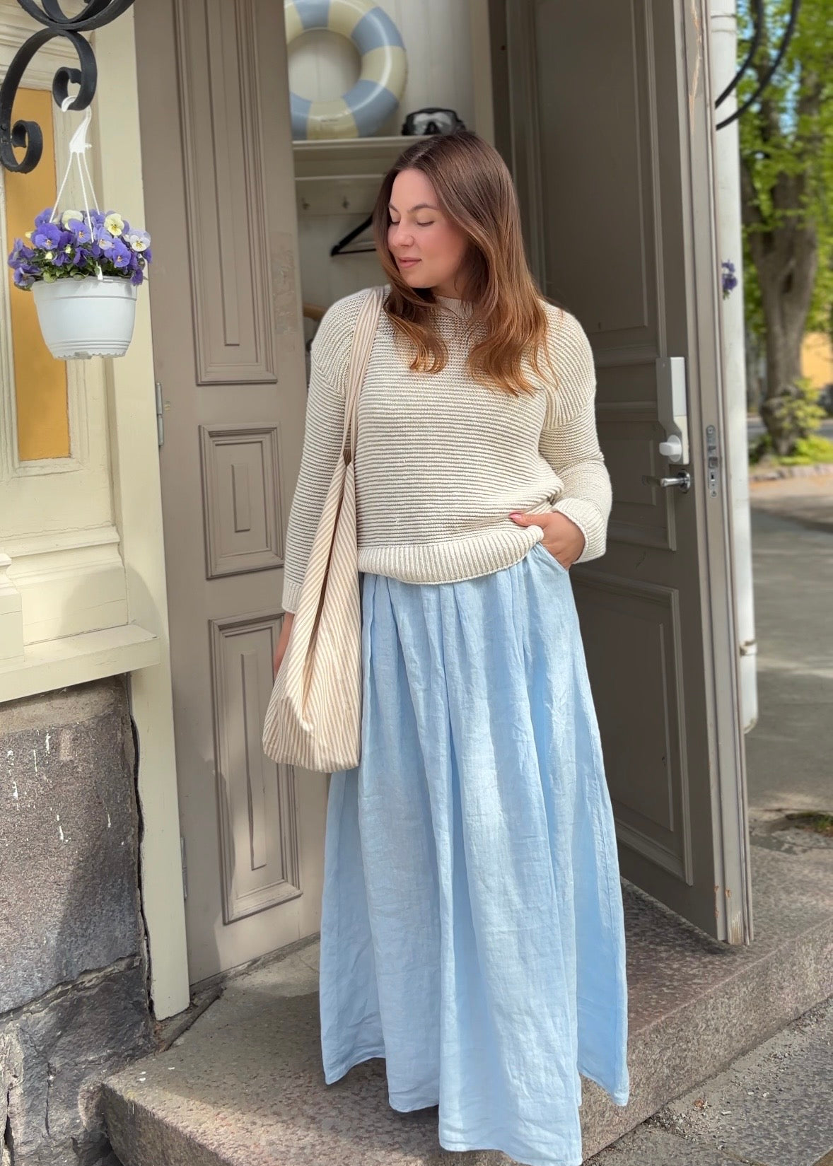 Polo play Linen Skirt, Cielo