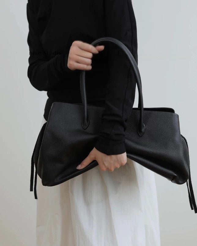 Leather Tote Bag, Black