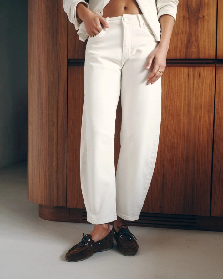 Barrel Jeans (Cropped) "Livia" Ecru