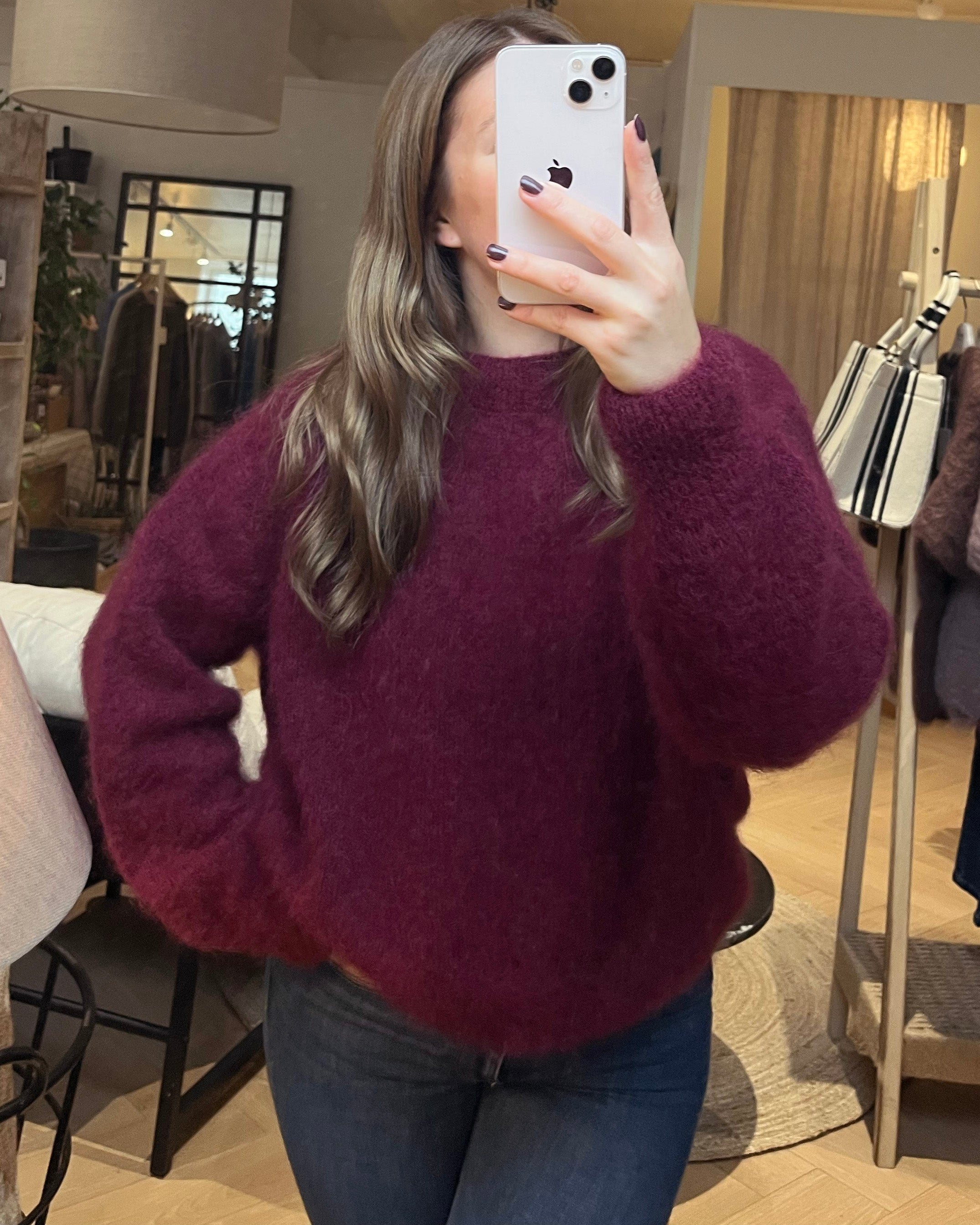Kid mohair neule, burgundy