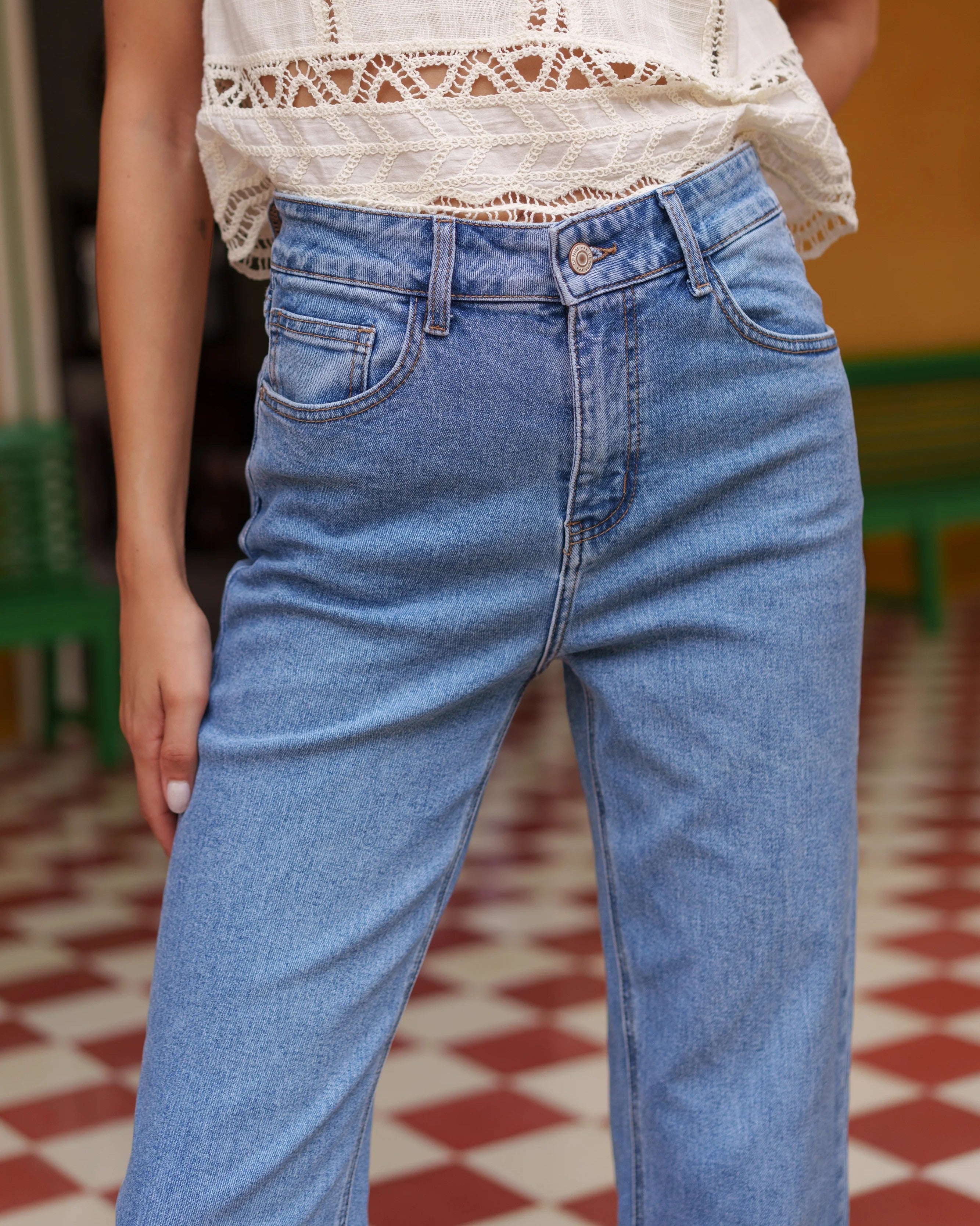Solange Straight Jeans, stone