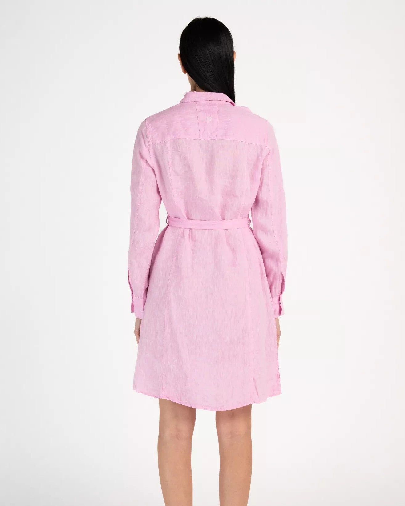 Linen flare long shirt, Pink Panther Mélange
