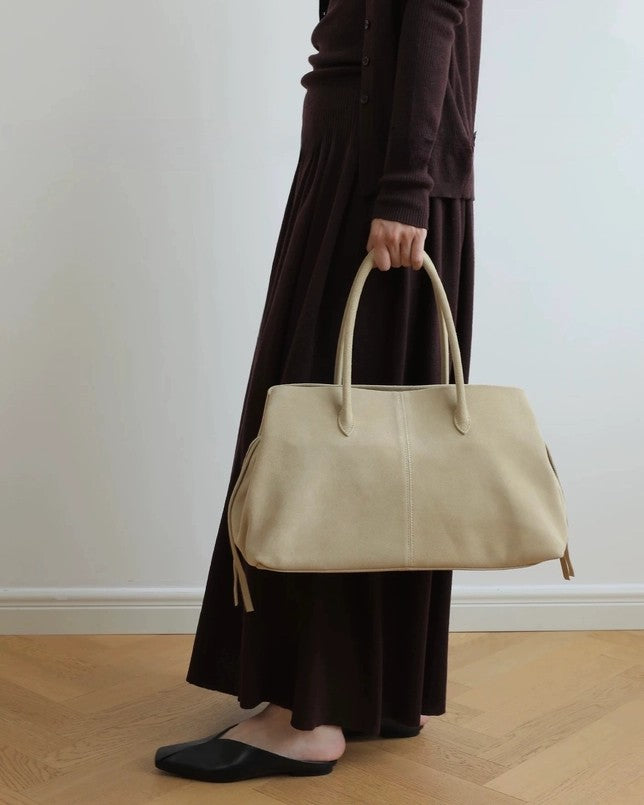 Leather Tote Bag, Beige