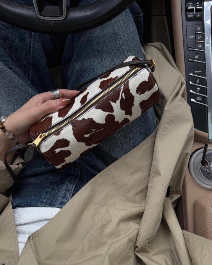 Shoulder Bag, cow print brown