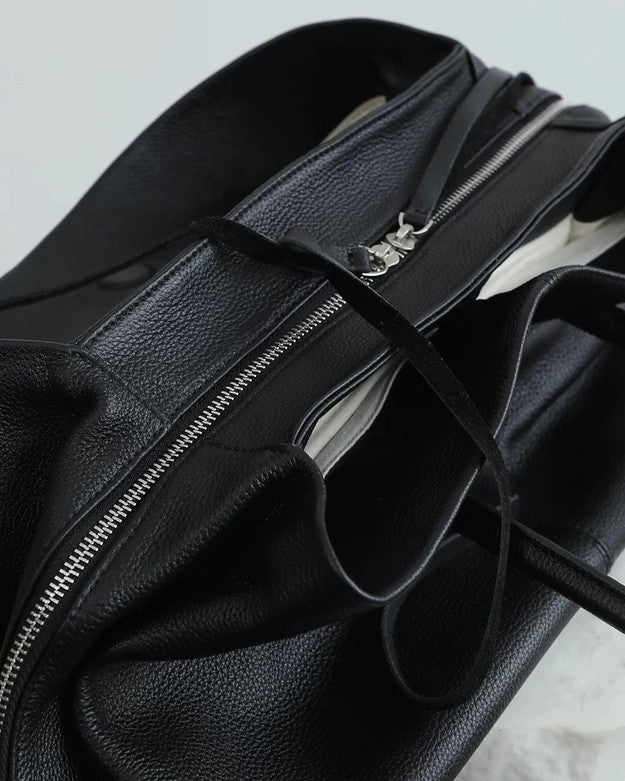 Leather Tote Bag, Black