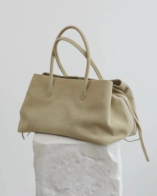 Leather Tote Bag, Beige